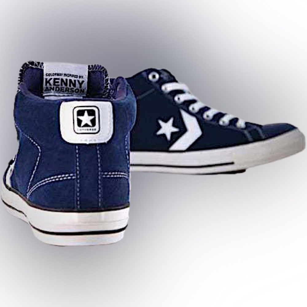 Converse All Star Kenny Anderson Mens Blue/White Mid Top Shoes Lace Up Size 11